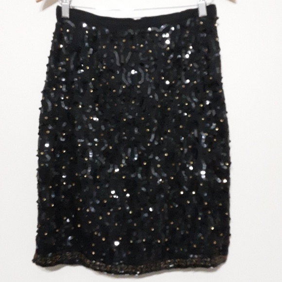 Vintage skirt women sequins detail short black event retro Y2K classic luxury 14 - Picture 7 of 8